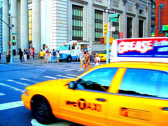 New-York city  - Lee Starsberg street yellow cab. NYC. July 2008.