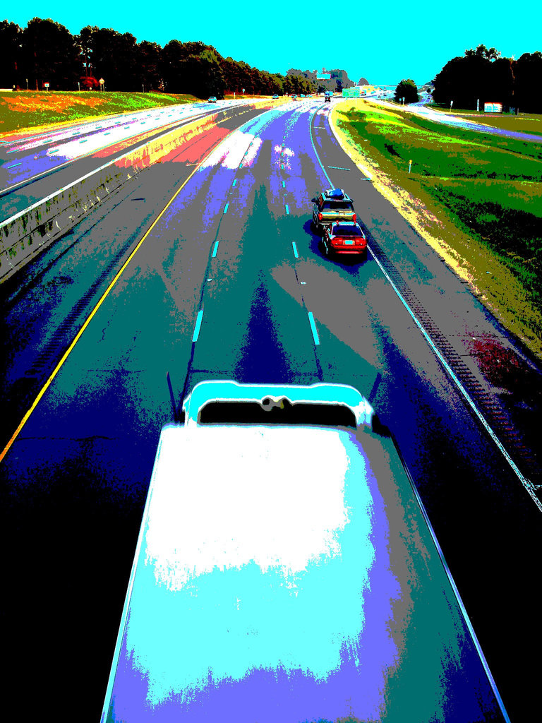 Autoroute texane /  Texan highway - Hillsboro, Texas. USA - 27 juin 2010 - Postérisation