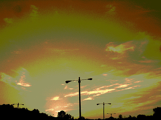 Coucher de soleil / Sunset - Pocomoke, Maryland. USA - 18 juillet 2010 - Sepia postérisé