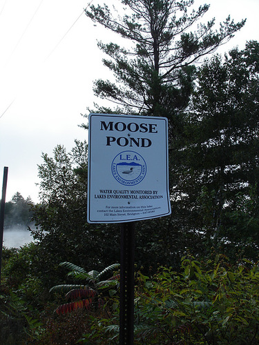 Moose pond sign / Pour vous situer.