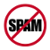 Anti-SPAM-sign. The word SPAM, crossed