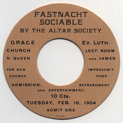 Fastnacht Sociable, Grace Evangelical Lutheran Church, Lancaster, Pa., Feb. 16, 1904