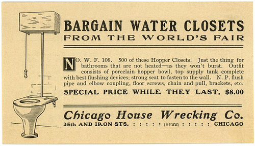 Bargain Water Closets from the St. Louis World's Fair (1904):  Hopper Closets