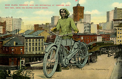 Miss Clara Wagner with Her Motorcycle at Coenties Slip, New York