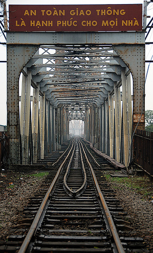 Railway bridge across the red river